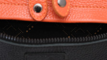 Чехол кожаный для флейты SoloWay (Черный с оранжевым) 