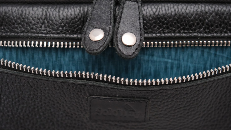 Чехол кожаный для флейты SoloWay (Черный с голубым) 