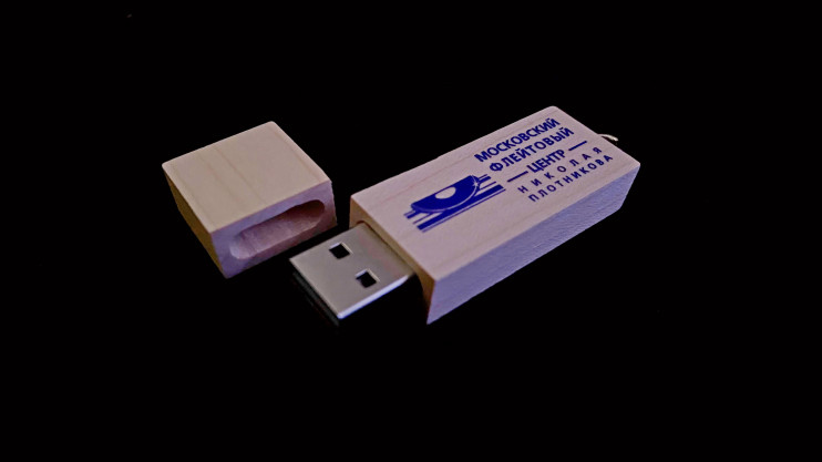 Флешка деревянная с логотипом МФЦ (4Gb)