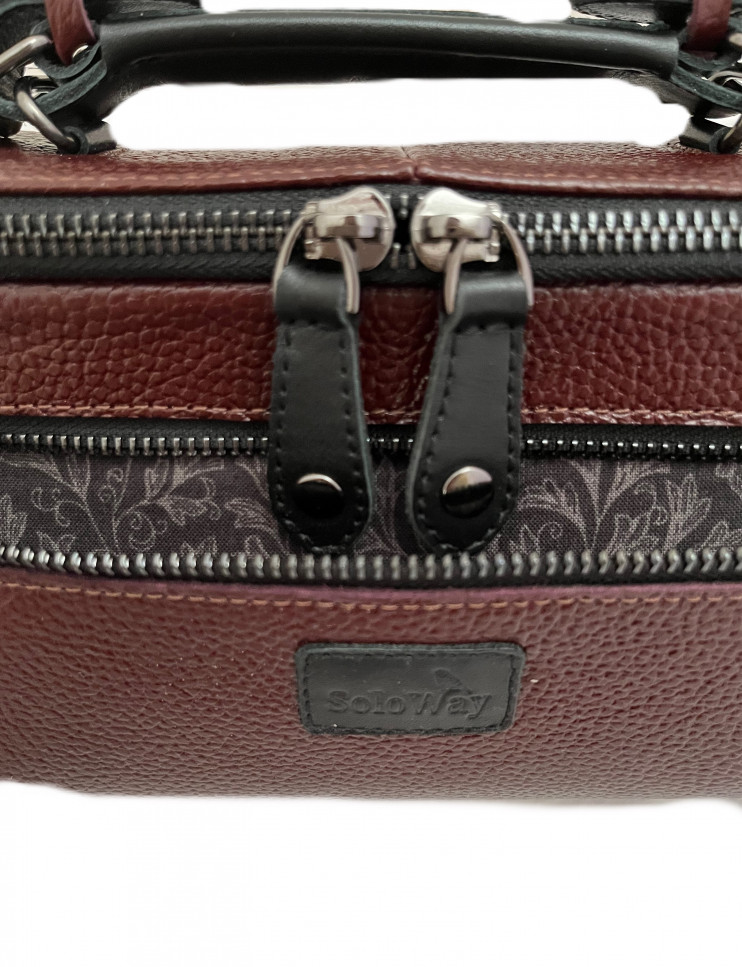 Чехол большой кожаный для флейты + пикколо SoloWay (коричневый) 