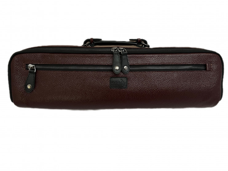 Чехол большой кожаный для флейты + пикколо SoloWay (коричневый) 