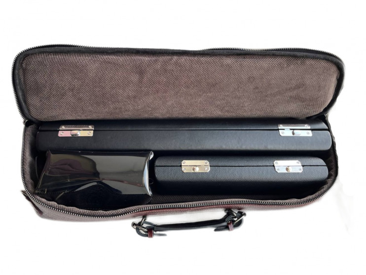 Чехол большой кожаный для флейты + пикколо SoloWay (коричневый)