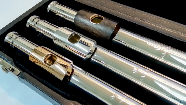 Головка серебряная для флейты Mancke с губками из чёрного дерева и 14К райзером