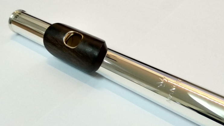 Головка серебряная для флейты Mancke с губками из чёрного дерева и 14К райзером