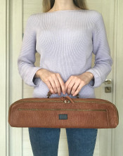 Чехол кожаный для флейты SoloWay (терракотовый рептил с золотым напылением)