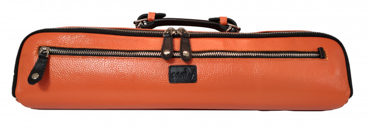 Чехол кожаный для флейты SoloWay (оранжевый с тиснением)