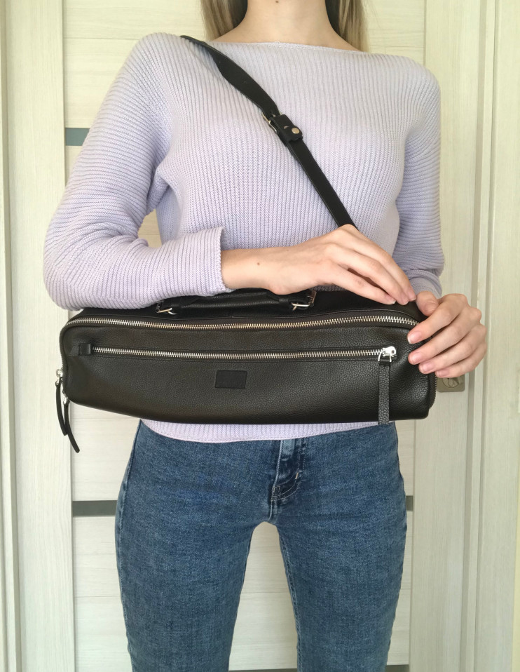 Чехол кожаный для флейты SoloWay колено До (чёрный)